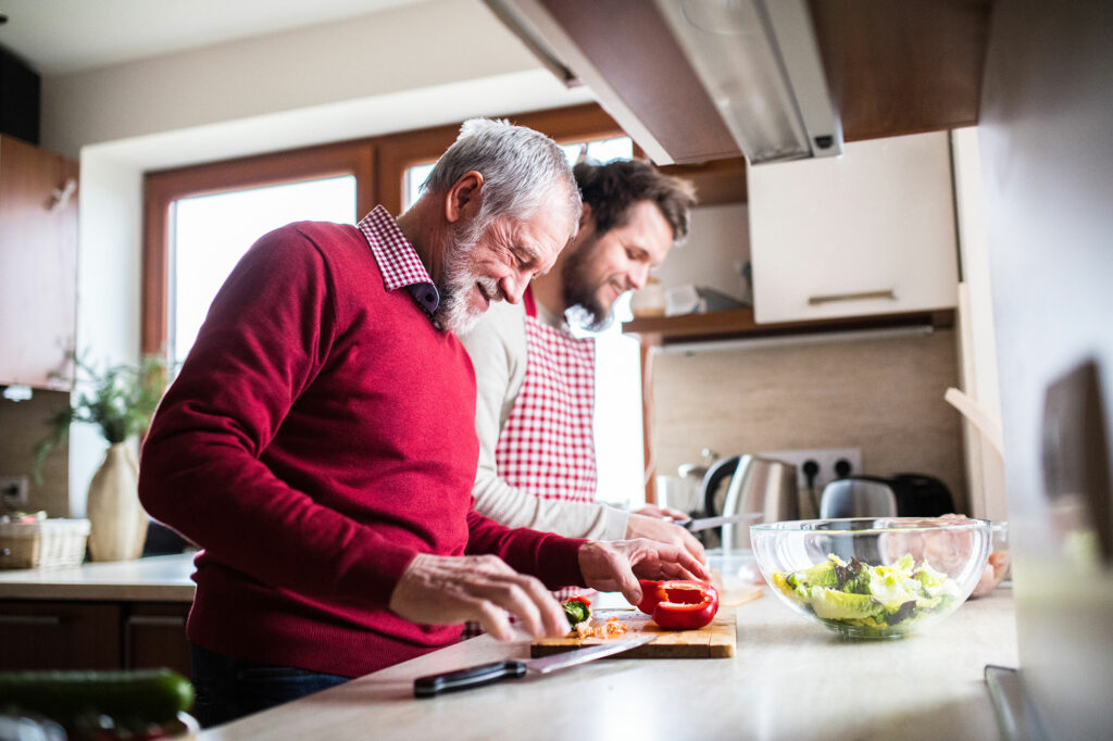 Father and Son cooking together